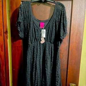 Betsey Johnson for Torrid size 2 black lace short sleeve skater dress